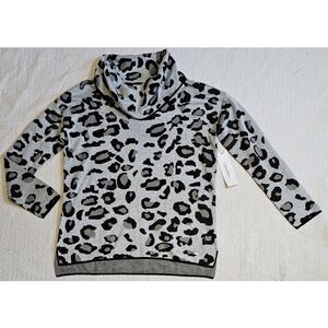 NWT Calvin Klein Gray Leopard Print Cowl Neck Sweater